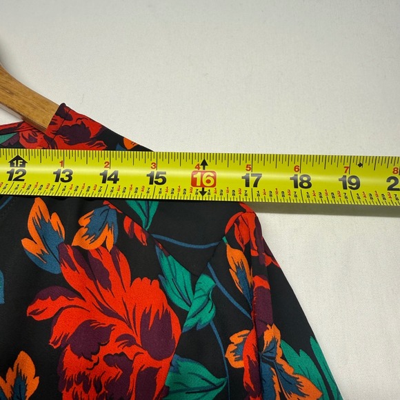 Torrid Floral Blouse Size 3 Boho Peasant Top Sheer Tie Neck Black - Picture 12 of 12